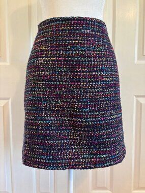 Loft Multicolor Metallic Tweed Mini Skirt Women's Size 2